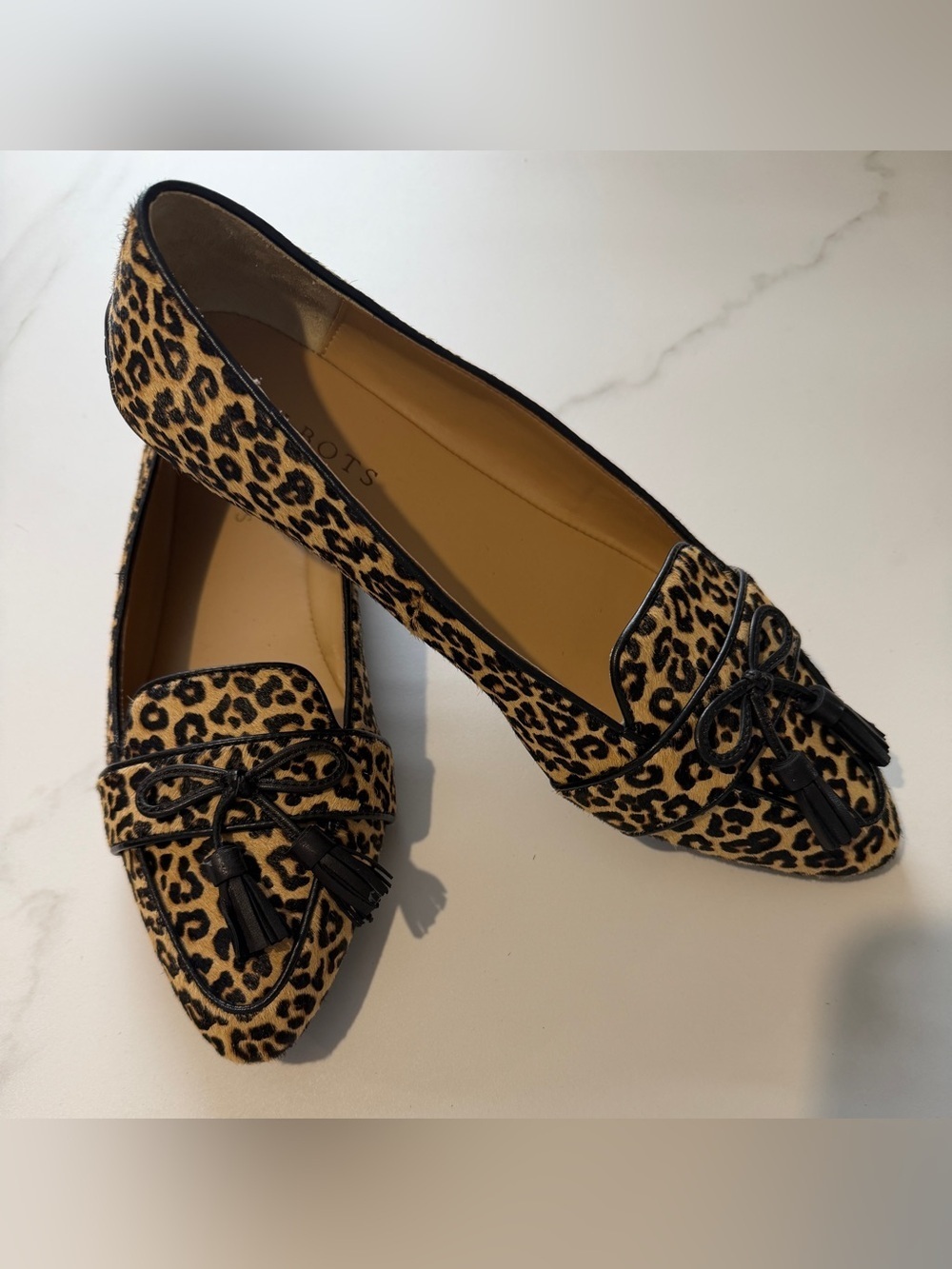 Talbots Leopard  Calf Hair- Print Tassel Loafers in Tan and Black - Picture 5 of 6